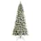 Glitzhome® 9ft Pre-Lit Flocked Slim Pine Artificial Christmas Tree, Warm White LED Lights